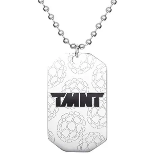 Nickelodeon Teenage Mutant Ninja Turtles’ Jewelry, Stainless Steel TMNT Logo Dog Tag Bead Necklace, 18” chain