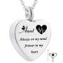 Heart Urn Necklace for Ashes Always on My Mind Forever in My Heart Cremation Jewelry Memorial Ashes Keepsake Pendant Electrocardiogram Jewelry