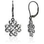 Sterling Silver Diamond-cut Celtic Heart Love Knot Leverback Earrings