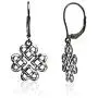 Sterling Silver Diamond-cut Celtic Heart Love Knot Leverback Earrings Sterling Silver Diamond-cut Celtic Heart Love Knot Leverback Earrings