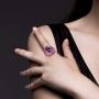 Santuzza Enamel Rings 925 Sterling Silver Purple Crystal Ring Shiny White Cubic Zirconia Fine Jewelry for Women
