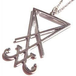 Sigil of Lucifer Silver-Tone Pendant on Chain Necklace Satan Occult Devil Seal