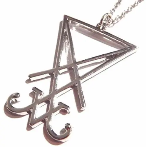 Sigil of Lucifer Silver-Tone Pendant on Chain Necklace Satan Occult Devil Seal Sigil of Lucifer Silver-Tone Pendant on Chain Necklace Satan Occult Devil Seal