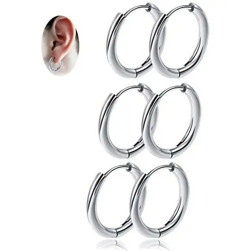 Hoop Earrings For Women , Cartilage Clip On Gold Tragus Hypoallergenic Helix Small Hoop Earring Sets For Teen Girls Men, Surgical Stainless Steel Titanium Jewelry