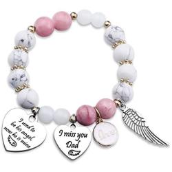 Dad Memorial Jewelry I Used to Be His Angel Now Hes Mine Bangle Jewelry Sympathy Gift for Her with Angel Wing（BR-DadAngel）