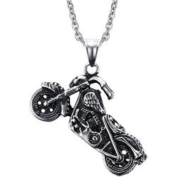 Stainless Steel Gothic Ghost Rider Motorbike Motorcycle Pendant Necklace Cool Motor Bike Biker Jewelry for Men Boy