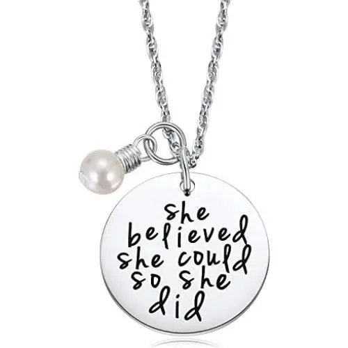 Gifts for Teenage Girls - Necklaces for Teen Girls Engraved Jewelry She Believed She Could So She Did Jewelry Pearl Necklace Inspirational Necklace Birthday Gift for Women Gifts for Teenage Girls - Necklaces for Teen Girls Engraved Jewelry She Believed She Could So She Did Jewelry Pearl Necklace Inspirational Necklace Birthday Gift for Women