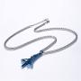 U7 Ion-Plating Blue Upside Down Crucifix Cross Pendant Satanic Jewelry Inverted Cross Necklace with 3mm Rope Chain 24''