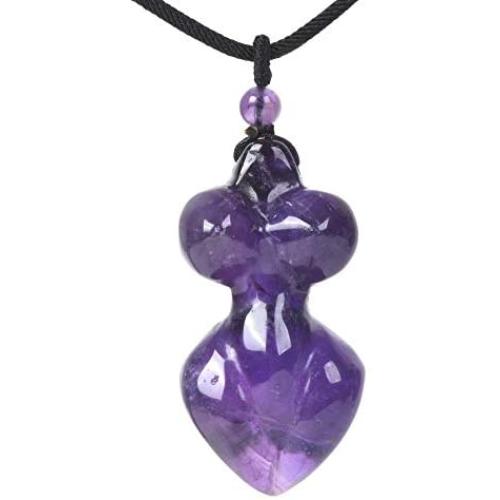 JUST IN STONES Gemstone Rock Crystal Hand Carved Goddess Chakra Reiki Pendant Necklace 20 Inch