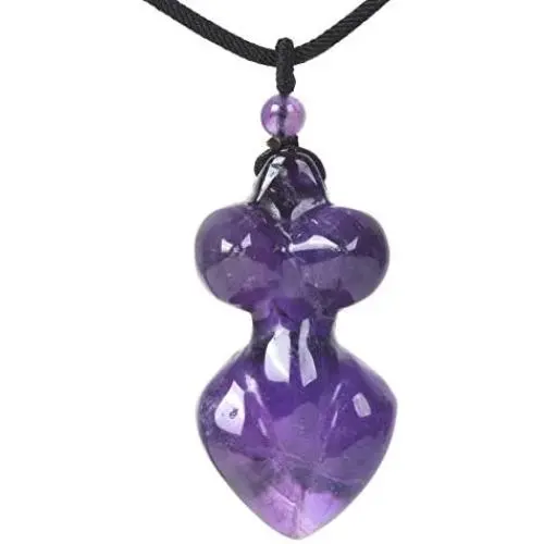 JUST IN STONES Gemstone Rock Crystal Hand Carved Goddess Chakra Reiki Pendant Necklace 20 Inch JUST IN STONES Gemstone Rock Crystal Hand Carved Goddess Chakra Reiki Pendant Necklace 20 Inch