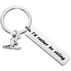 Gzrlyf Id Rather be Skiing Keychain Funny Skiing Gifts for Skier Ski Lovers Ski Coach Gift