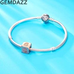 Rose Gold Dice Lucky 0-9 Number and Poker Card Charms with CZ, 925 Sterling Silver Cube Shape Beads fits European Bracelet, Birthday Gifts for Friends/Mom/Teacher