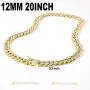 Mens 12MM 14MM 20MM Chains 18K Gold Plated CZ Fully Iced-Out Miami Cuban Link Necklace