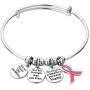 Casa De Novia Jewelry Ribbon Breast Cancer Awareness Believe Braver Stronger Beautiful Adjustable Bangle Charm Bracelet Women Gifts