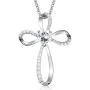 Klurent Love Heart Cross Necklaces for Women 925 Sterling Silver Heart Infinity Necklace Gift for Girls 5A Cubic Zirconia Necklaces for Daughter Wife Mother Birthday