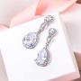 EVER FAITH Zircon Austrian Crystal Wedding 8-Shape Dangle Earrings Clear Silver-Tone