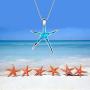 Sterling Silver Starfish Necklace Pendant Earrings Blue Opal White Opal or Green Opal Pendant Necklace