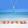 Sterling Silver Starfish Necklace Pendant Earrings Blue Opal White Opal or Green Opal Pendant Necklace