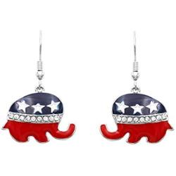 Rosemarie Collections Womens Patriotic USA Political Party American Flag Dangle Earrings