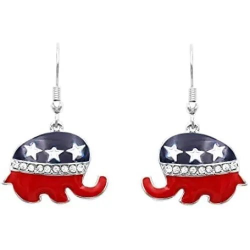 Rosemarie Collections Womens Patriotic USA Political Party American Flag Dangle Earrings Rosemarie Collections Womens Patriotic USA Political Party American Flag Dangle Earrings