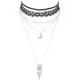 LUX ACCESSORIES Black Lace Choker Gold Tone Moon Dream Catcher Layered Necklace