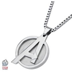 Marvel Comics Unisex ''A'' Logo Avengers Stainless Steel Chain Pendant Necklace, 24''