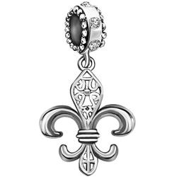JMQJewelry Fleur De Lis Flower Charm Dangle Birthstone Charms for Bracelets Mothers Day Son Daughter Gifts