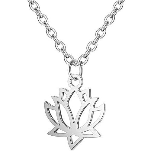Jude Jewelers Stainless Steel Lotus Flower Yoga Statement Collar Cocktail Party Necklace