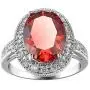 HSQYJ Oval Art Deco Wedding Engagement Ring Rhodium Plated Cocktail Ring with Simulated Oval Red Crystal Clear CZ Band Ring Fashion Luxury Jewelry for Women Girl Gift HSQYJ Oval Art Deco Wedding Engagement Ring Rhodium Plated Cocktail Ring with Simulated Oval Red Crystal Clear CZ Band Ring Fashion Luxury Jewelry for Women Girl Gift