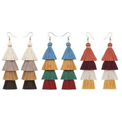 Manfnee Tassel Bohemian Earring Alloy Dangle&Drop Leather Teardrop Wood Earrings Jewelry Women