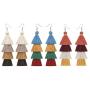 Manfnee Tassel Bohemian Earring Alloy Dangle&Drop Leather Teardrop Wood Earrings Jewelry Women