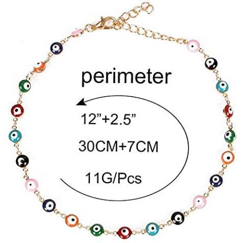 COLORFUL BLING Adjustable Evil Eyes Choker for Women Girls