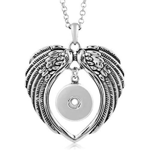 Interchangeable Snap Jewelry Angel Wings Necklace Stainless Steel Length 19-21'' Holds 18-20mm Standard Snaps My Prime Gifts