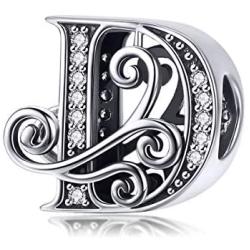 Eternalll Jewellery - Spacer Beads Authentic 925 Sterling Silver Charms Vintage A-Z Letter Alphabet Charms Fit Pandora Bead Bracelets & Women Original Charm DIY Jewelry