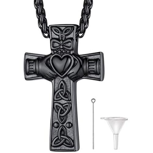 FaithHeart Custom Cremation Ashes Necklace, Stainless Steel/18K Gold Plated Urn Hold Pendant Jewelry for Women/Men- Picture/Text Custom