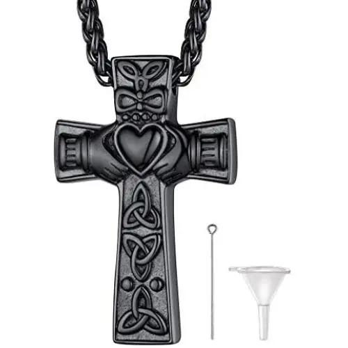 FaithHeart Custom Cremation Ashes Necklace, Stainless Steel/18K Gold Plated Urn Hold Pendant Jewelry for Women/Men- Picture/Text Custom