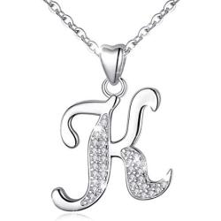 AEONSLOVE Sterling Silver Initial Necklaces for Women, 26 Letters Alphabet Personalized Charm Pendant Necklace with CZ with 18'' Chain, Valentines Day Jewelry Gifts for Women Girls Mom
