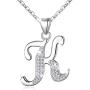 AEONSLOVE Sterling Silver Initial Necklaces for Women, 26 Letters Alphabet Personalized Charm Pendant Necklace with CZ with 18'' Chain, Valentines Day Jewelry Gifts for Women Girls Mom