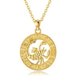 VLINRAS Zodiac Sign Necklaces 18K Real Gold Plated Coin Horoscope Necklaces for Women Birthday Gifts Constellation Astrology Jewelry