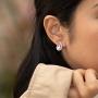 Peora Freshwater Cultured White Pearl Teardrop Knot Earrings in Sterling Silver, 6.50mm Round Button Shape, Friction Backs
