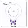 Geroki Purple Butterfly Pendant Necklace Silver Dainty Necklaces Beaded Necklace Chain Jewelry for Women and Girls