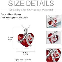 AOBOCO Heart Crystal Necklace I Love You Forever Birthstone Jewelry Gifts for Women