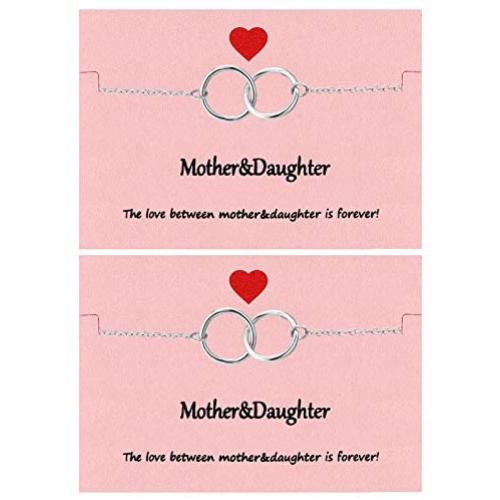 Your Always Charm Mothers Day Gifts , Mother Daughter Bracelet Set for 2,Interlocking Heart Mothers Day Jewelry Gifts from Daughter