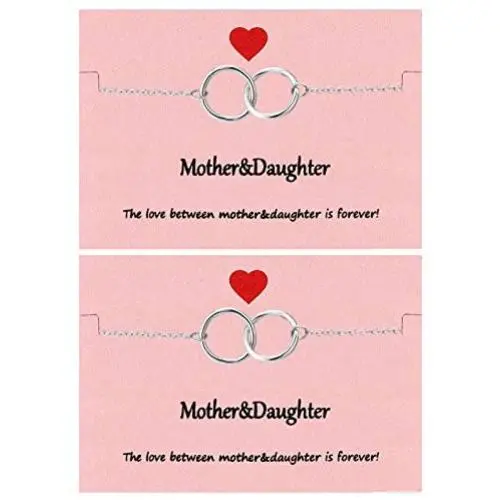 Your Always Charm Mothers Day Gifts , Mother Daughter Bracelet Set for 2,Interlocking Heart Mothers Day Jewelry Gifts from Daughter