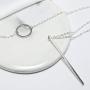 TseanYi Long Bar Drop Necklace Silver Circle Karma Pendant Chain Necklace Vintage Chain Necklaces Jewelry for Women and Girls