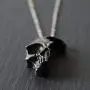HAQUIL Skull Necklace - Metal Alloy, Half Broken Skull Pendant - Cable Chain, 19.7''