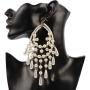 Big Size Long White Teardrop Bead Simulated Pearl Dangle Earrings for Women Gold Color Metal Statement Drop Earrings