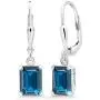 Gem Stone King 925 Sterling Silver London Blue Topaz Earrings 3.97 Cttw Gemstone Birthstone Emerald Cut 8X6MM Gem Stone King 925 Sterling Silver London Blue Topaz Earrings 3.97 Cttw Gemstone Birthstone Emerald Cut 8X6MM