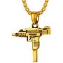 Richsteel Grenade/Gun/Bullet/Anti-Terrorism Headgear Pendant Necklace for Men Stainless Steel/18K Gold/Black Plated Military Style Punk Jewelry with Gift Box