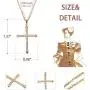 AOOVOO Gold Cross Necklace, Rose Gold with 5A CZ Simulated Diamond Faith Pendant Jewelry for Women Girls, 16-24 Inches Chain with Gift Box